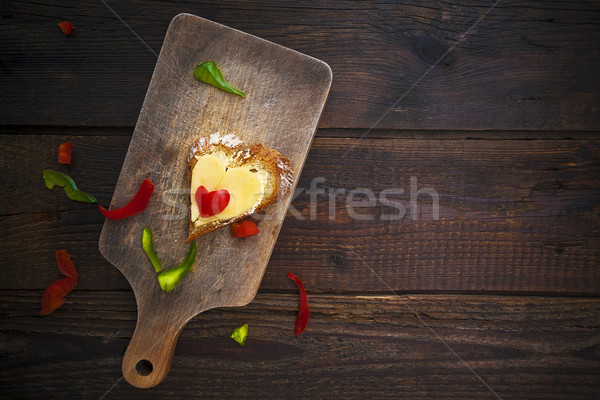 heart sandwich shape wood board peppers food Stock photo © fotoaloja