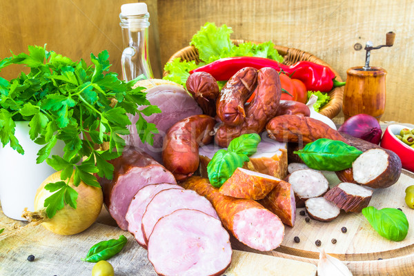 variety processed meat products vegetables Stock photo © fotoaloja
