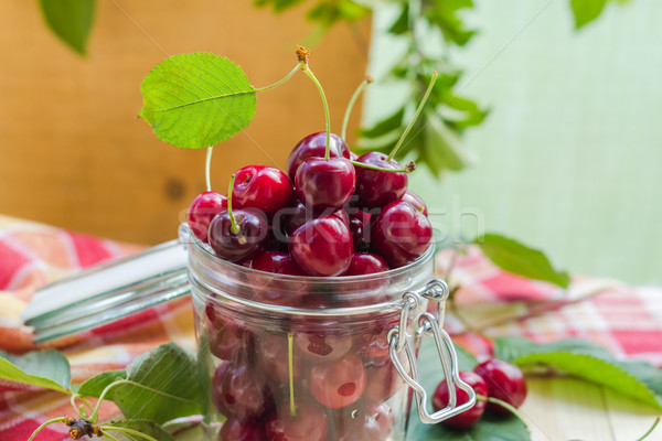 Preparation products processed fresh colorful summer fruits jars Stock photo © fotoaloja