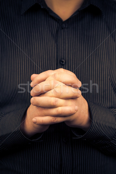 man wearing shirt folded hands Stock photo © fotoaloja
