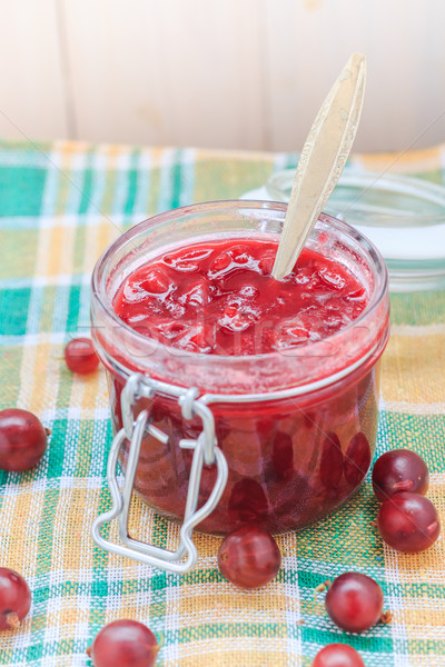 Gooseberry jam spoon jar Stock photo © fotoaloja