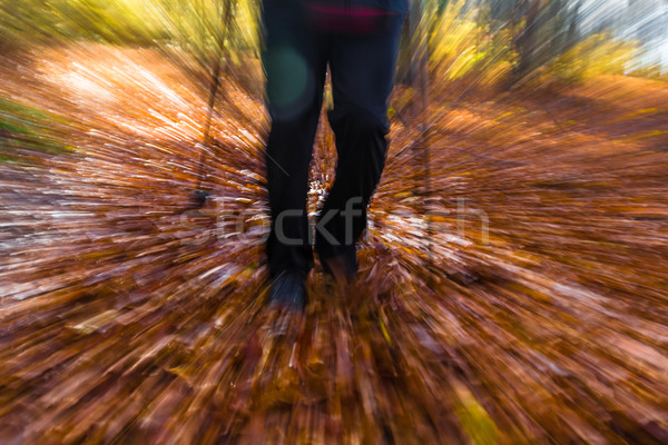 Nordic walking sport run walk motion blur outdoor person legs fo Stock photo © fotoaloja