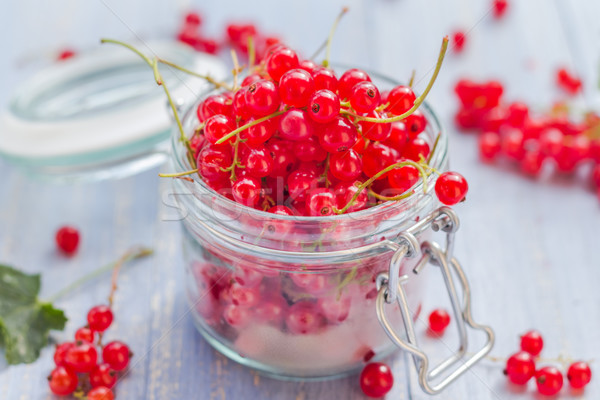 red currant fruit jar wooden table Stock photo © fotoaloja