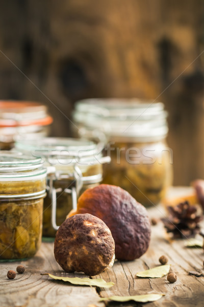 Autumn harvest forest preparation pickled mushrooms Stock photo © fotoaloja