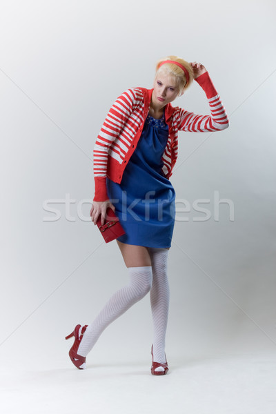 émotion posent blond fille rouge femme [[stock_photo]] © fotoduki