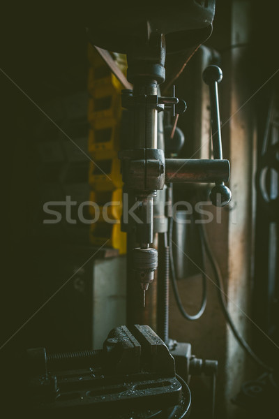 Stock photo: vintage metal drill machine in workshop