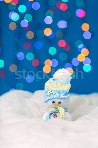 Stockfoto: Sneeuwpop · vrolijk · kerstmis · marionet · licht · achtergrond