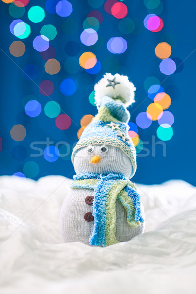 Bonhomme de neige joyeux noël marionnette lumière fond [[stock_photo]] © fotoduki