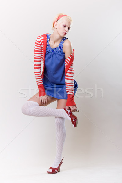 émotion posent blond fille rouge femme [[stock_photo]] © fotoduki