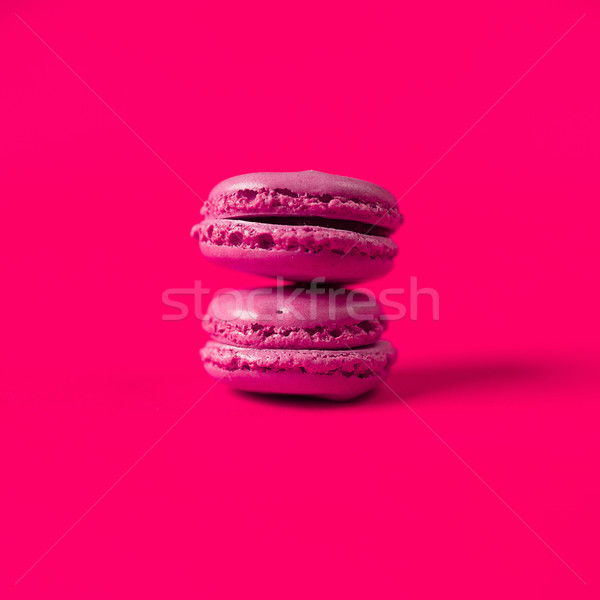 pink macaron on color background Stock photo © fotoduki