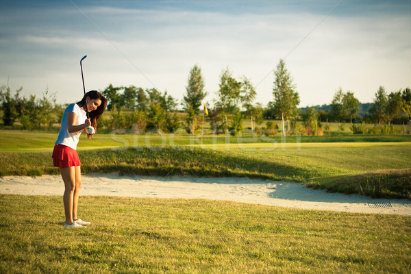 Golf fille ciel bois corps design [[stock_photo]] © fotoduki