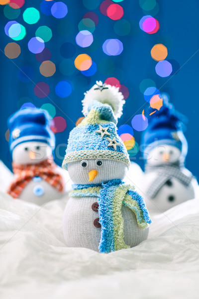 Bonhomme de neige joyeux noël marionnette lumière fond [[stock_photo]] © fotoduki