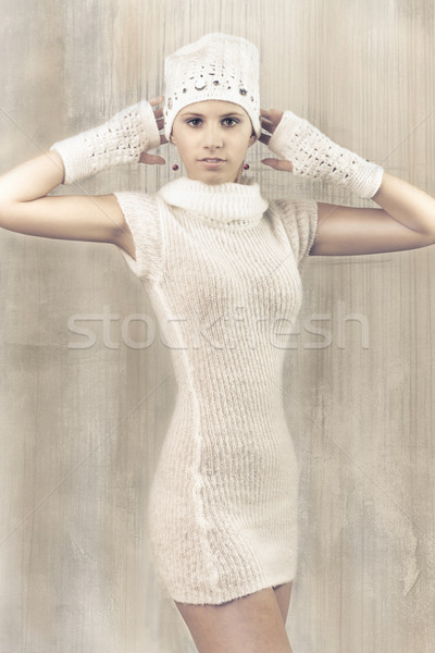 attractive winter woolly girl Stock photo © fotoduki