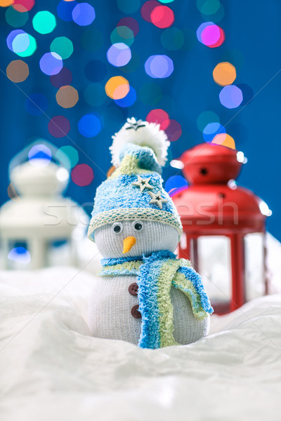 Bonhomme de neige joyeux noël marionnette lumière fond [[stock_photo]] © fotoduki