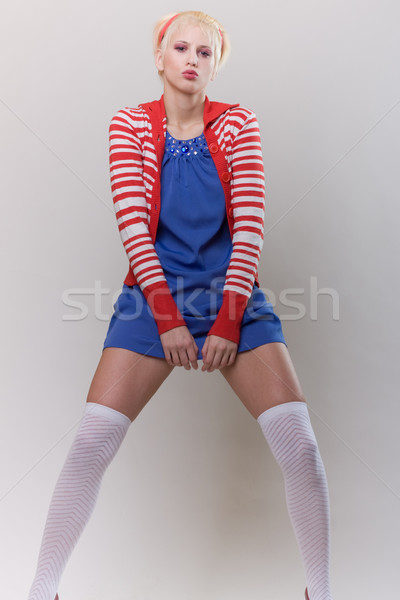 émotion posent blond fille rouge femme [[stock_photo]] © fotoduki