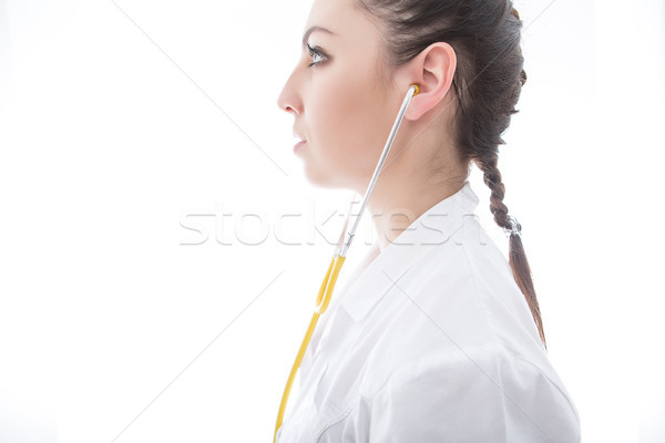 Positif médicaux médecin femme stéthoscope isolé [[stock_photo]] © fotoduki