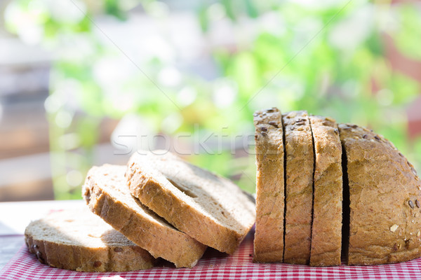 Stockfoto: Brood · brood · gesneden · granen · tabel · hout