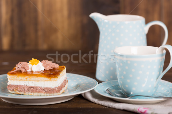 Falatozó kávé torta klasszikus érintés fa Stock fotó © fotoedu