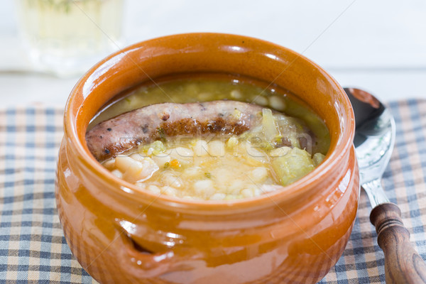 Stock photo: Baked beans with sausage