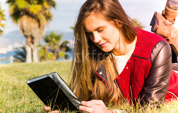Young Girl with a tablet Stock photo © fotoedu