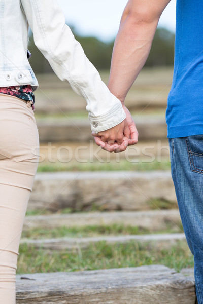 Holding handen paar liefhebbend lopen hand park Stockfoto © fotoedu