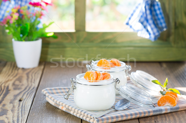 Stock photo: Natural yogurt of mandarins