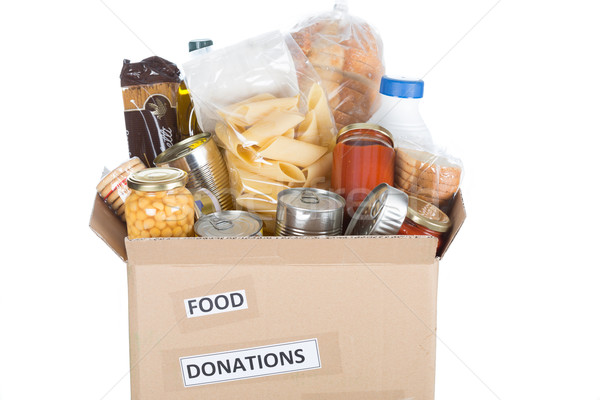 Stock photo: Box of food to donate