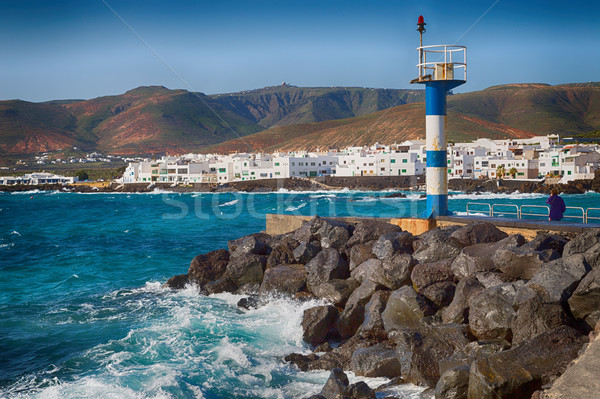 Rocky landscape of the island of Lanzarote Stock photo © fotoedu