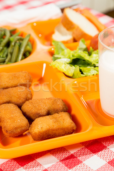 Tálca étel iskola ételek kenyér tej Stock fotó © fotoedu