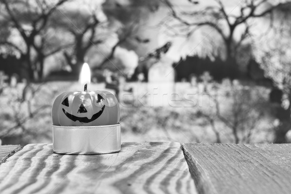 Shaped pumpkin candle Halloween Stock photo © fotoedu