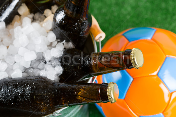 Soğuk futbol bira kova plaj gökyüzü Stok fotoğraf © fotoedu