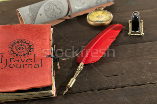 Reizen tijdschrift oude dagboek vol textuur Stockfoto © fotoedu