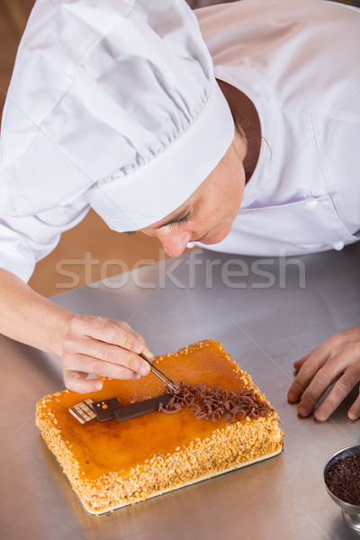 Zdjęcia stock: Ciasto · kucharz · ciasto · żółtko · krem · pracy