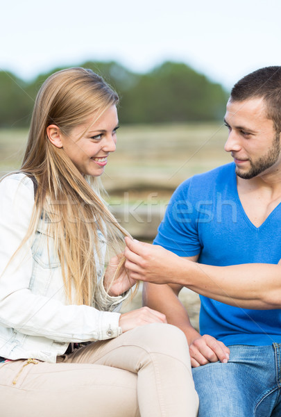 Man stroking the hair of his girl Stock photo © fotoedu