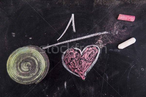 Amour craie tableau noir heureux coeur signe Photo stock © Fotografiche