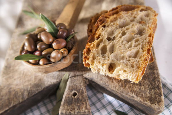 Pane olive fetta alimentare frutta Foto d'archivio © Fotografiche