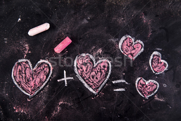 Amor tiza pizarra feliz corazón signo Foto stock © Fotografiche