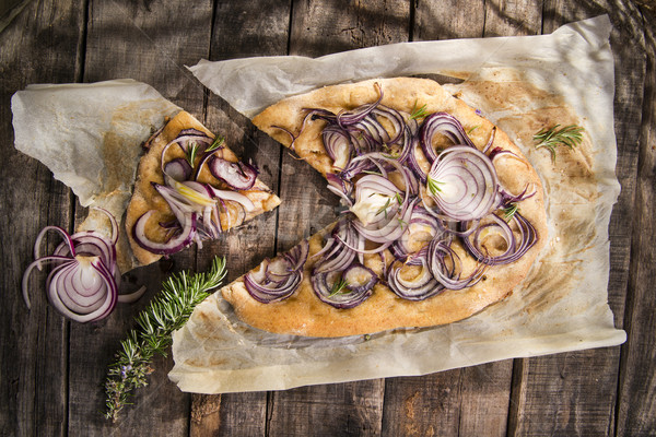 Focaccia with red onion Stock photo © Fotografiche