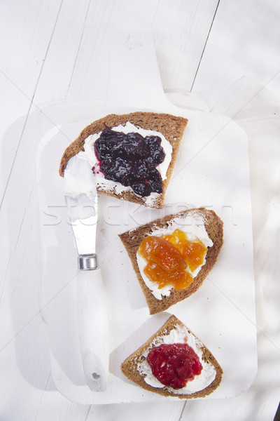Stock photo: Breakfast bread and jam 