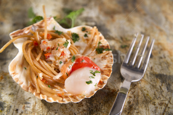 Spaghetti with scallops Stock photo © Fotografiche
