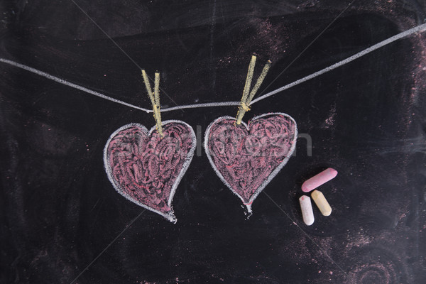 Kalpler tebeşir grafik tahta simge Stok fotoğraf © Fotografiche