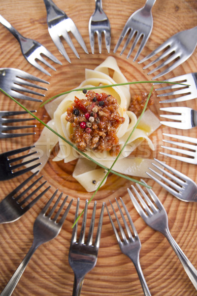 Stock photo: Pappardelle with meat sauce