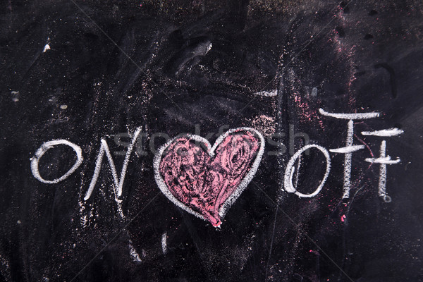Liefde krijt Blackboard gelukkig hart teken Stockfoto © Fotografiche