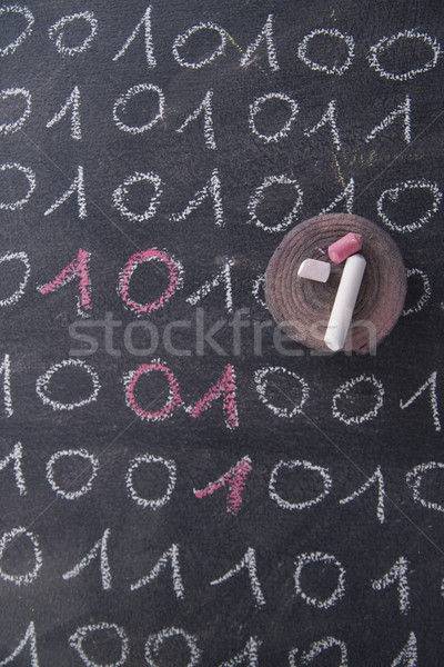 Bináris szám grafikus kréta iskolatábla digitális Stock fotó © Fotografiche