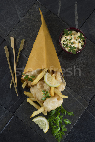 Cod and french fries Stock photo © Fotografiche