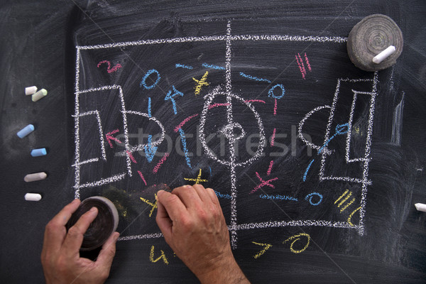 Lektion Fußball Taktik Muster gezeichnet Kreide Stock foto © Fotografiche