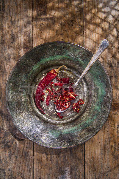 Dried red chilies  Stock photo © Fotografiche