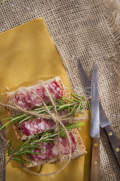 Pão salame apresentação fazenda carne Foto stock © Fotografiche