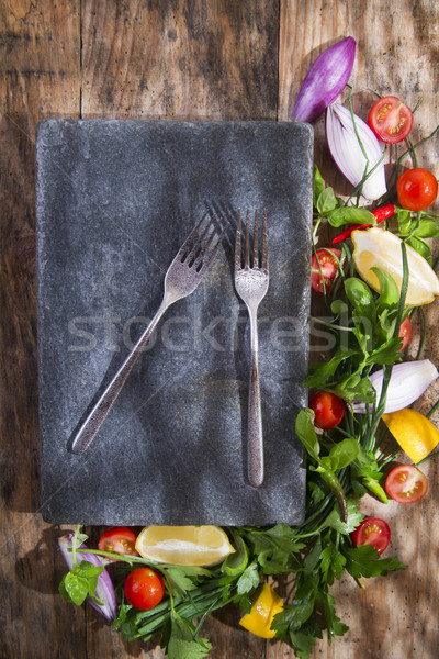 Plat pierre présentation légumes affaires restaurant [[stock_photo]] © Fotografiche