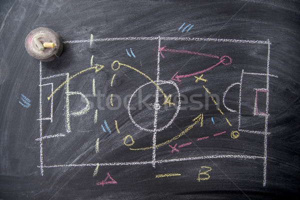 Foto stock: Lição · futebol · tática · padrões · giz